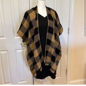 LOfT brown plaid poncho